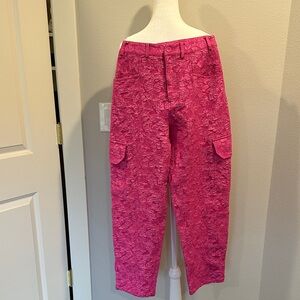Pink Textured Cargo Pants